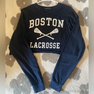 Brandy Melville Long Sleeve Boston Lacrosse Cropped Tee